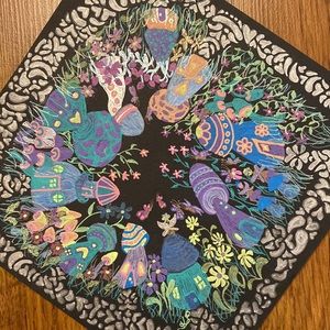 Unframed Original Art Mushroom Mandela w Fairies & Butterflies Drawing AB Artist